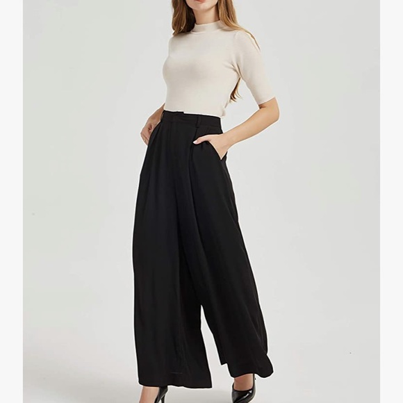 Women High Waist Casual Wide Leg Long Palazzo Pants Trousers - Picture 3 of 5